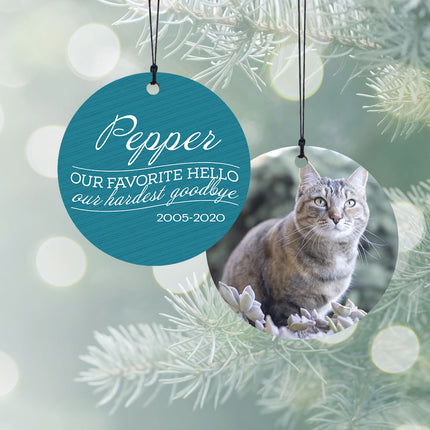 Our Favorite Hello - Cat Personalized Wood Ornament