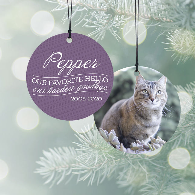 Our Favorite Hello - Cat Personalized Wood Ornament