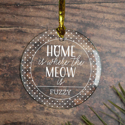 personalized personalized cat 'home is where the meow is' christmas ornament – Christmas ornament, holiday tree decoration or