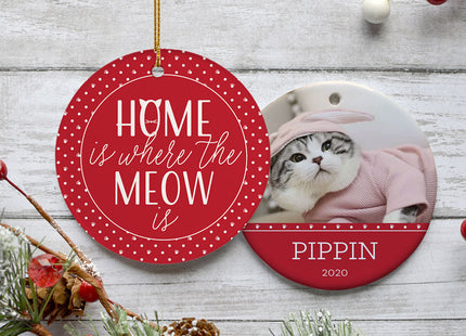 engraved personalized 'home is where the meow is' christmas ornament – Christmas ornament, holiday tree decoration or gift