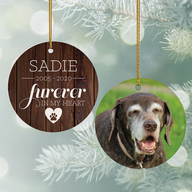 engraved personalized 'furever in my heart' dog memorial christmas ornament – Christmas ornament, holiday tree decoration or 