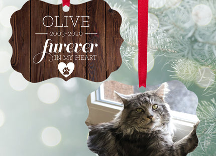 holiday personalized furever in my heart - cat christmas ornament – Christmas ornament, holiday tree decoration or gift