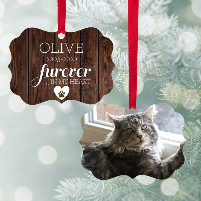 holiday personalized furever in my heart - cat christmas ornament – Christmas ornament, holiday tree decoration or gift