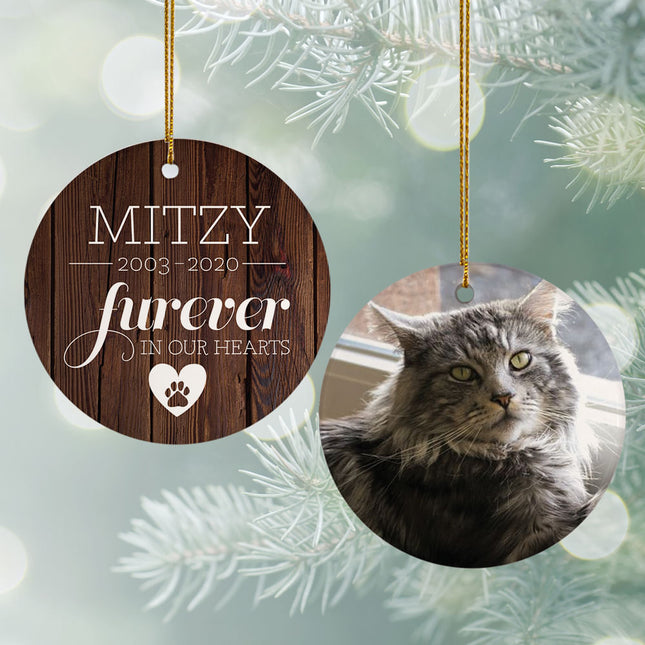 personalized personalized 'furever in my heart' cat memorial christmas ornament – Christmas ornament, holiday tree decoration