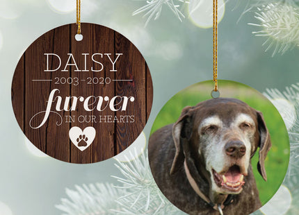 keepsake personalized 'furever in our hearts' pet memorial photo christmas ornament – Christmas ornament, holiday tree decora