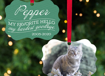 engraved personalized my favorite hello, my hardest goodbye - blue dog christmas ornament – Christmas ornament, holiday tree 