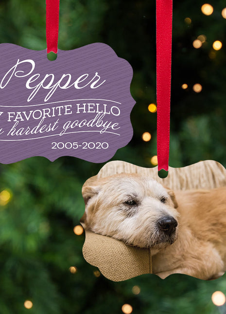 Personalized "My Favorite Hello, My Hardest Goodbye Cat" Ornament Personalized Ornament by ORNAMENT SHOP EXCLUSIVE
