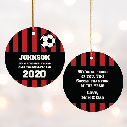 Soccer Personalzied Ceramic Round Ornament - No Photo