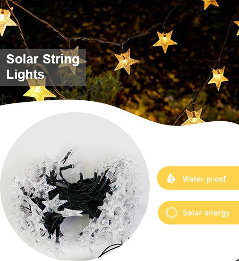 100 LED Solar String Light - Star - Warm White