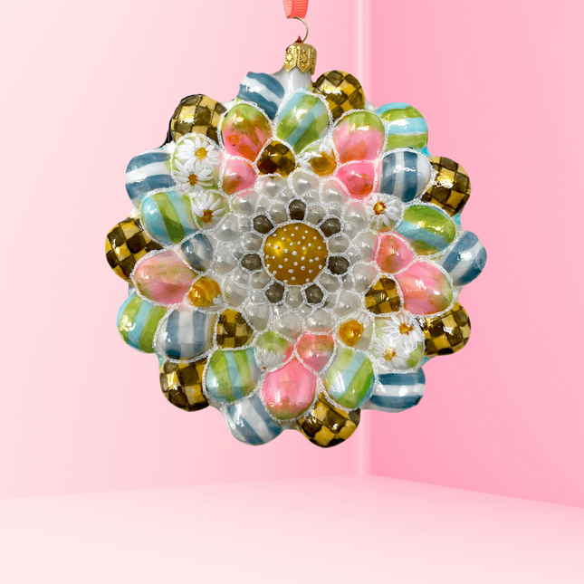 Spring Daisy Holiday Glass Ornament