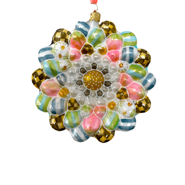 Spring Daisy Holiday Glass Ornament