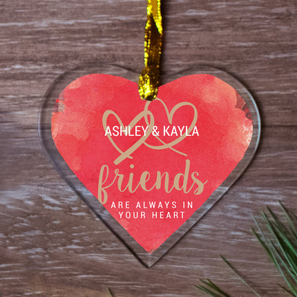 Friendship Personalized Glass Heart Ornament
