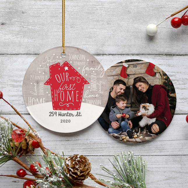 engraved personalized our first home photo christmas ornament – Christmas ornament, holiday tree decoration or gift