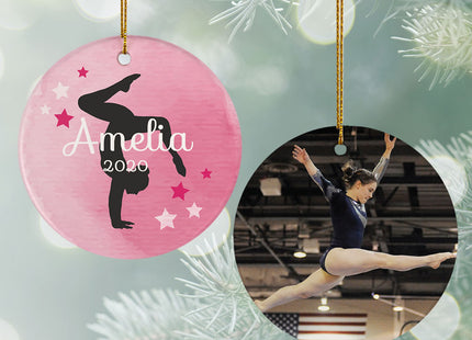 keepsake personalized gymnastics photo christmas ornament – Christmas ornament, holiday tree decoration or gift