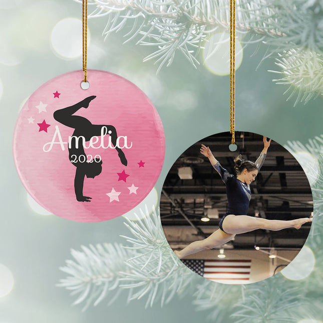 keepsake personalized gymnastics photo christmas ornament – Christmas ornament, holiday tree decoration or gift