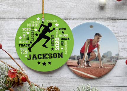 decorative personalized track runner photo christmas ornament – Christmas ornament, holiday tree decoration or gift