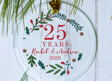 decorative personalized anniversary wreath christmas ornament – Christmas ornament, holiday tree decoration or gift