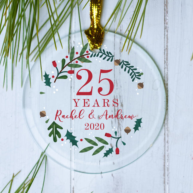 decorative personalized anniversary wreath christmas ornament – Christmas ornament, holiday tree decoration or gift