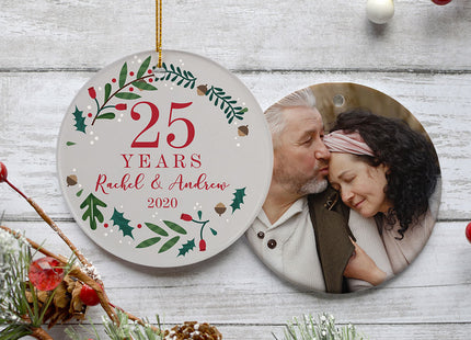 personalized personalized anniversary wreath christmas ornament – Christmas ornament, holiday tree decoration or gift