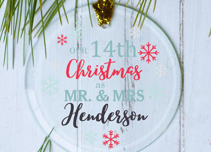 custom personalized snowflake anniversary christmas ornament – Christmas ornament, holiday tree decoration or gift