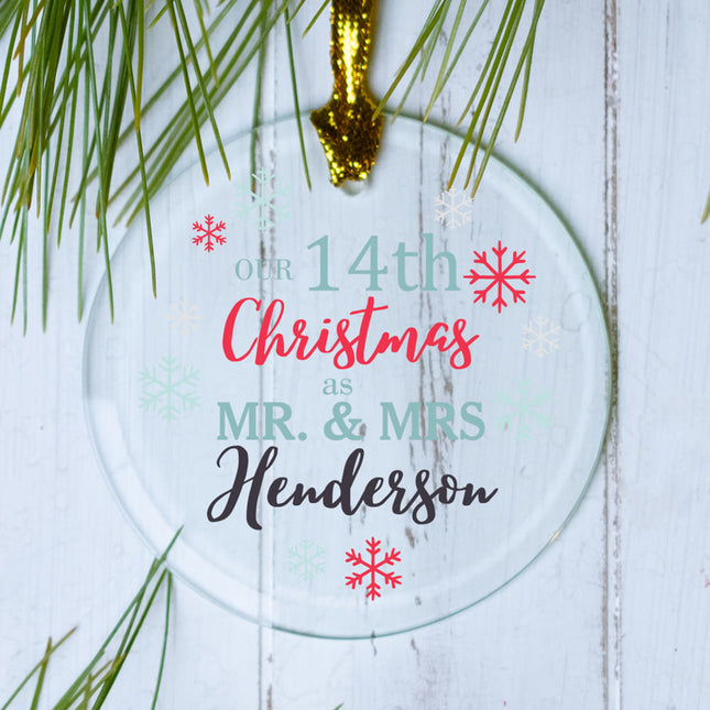custom personalized snowflake anniversary christmas ornament – Christmas ornament, holiday tree decoration or gift