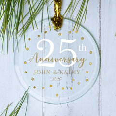 Personalized Gold Dots 25th Christmas Ornament by ORNAMENT SHOP EXCLUSIVE Personalized Glass Ornament
