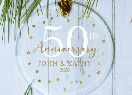 custom personalized gold dots 50th christmas ornament – Christmas ornament, holiday tree decoration or gift