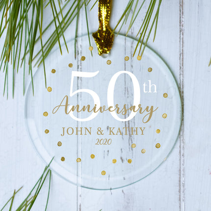 custom personalized gold dots 50th christmas ornament – Christmas ornament, holiday tree decoration or gift