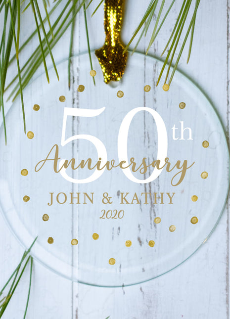 Personalized Gold Dots 50th Christmas Ornament by ORNAMENT SHOP EXCLUSIVE Personalized Glass Ornament
