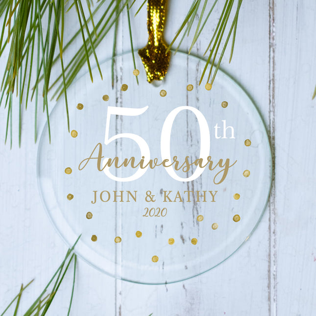 custom personalized gold dots 50th christmas ornament – Christmas ornament, holiday tree decoration or gift