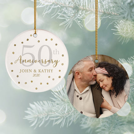 holiday personalized 50th anniversary confetti christmas ornament – Christmas ornament, holiday tree decoration or gift