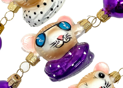 Christmas Mouse Glass Tree Garland