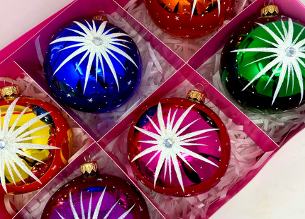 Starlet Glass Christmas Ornaments – Set of 6