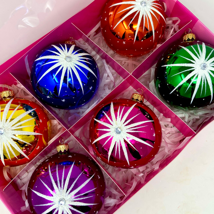 Starlet Glass Christmas Ornaments – Set of 6