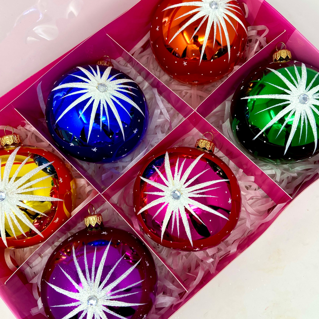Starlet Glass Christmas Ornaments – Set of 6