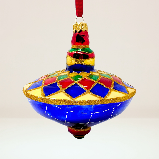 Star Spinning Top Glass Ornament