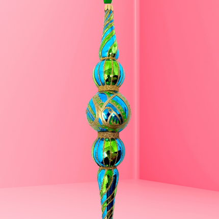 Stripes Icicle Glass Ornament