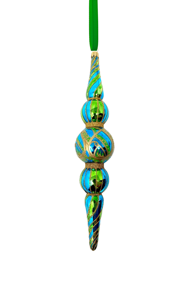 Stripes Icicle Glass Ornament