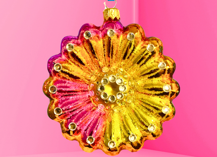 Sunshine Daisy Polish Glass Ornament