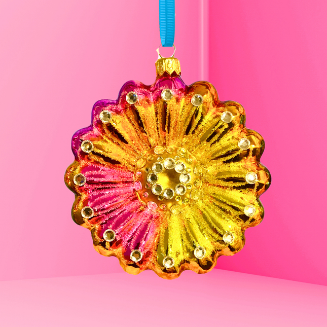 Sunshine Daisy Polish Glass Ornament
