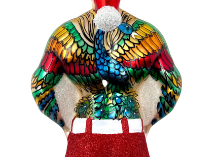 Tattoo Santa Glass Christmas Ornament