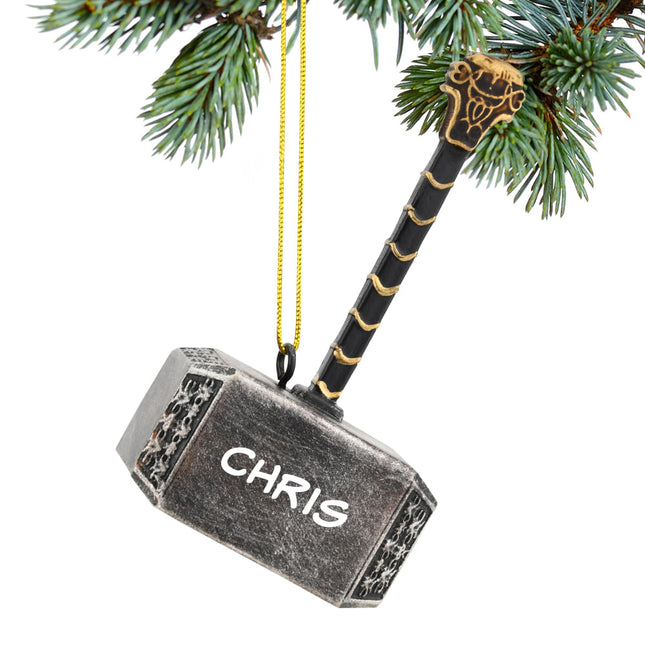 holiday personalized thor's hammer christmas ornament – Christmas ornament, holiday tree decoration or gift