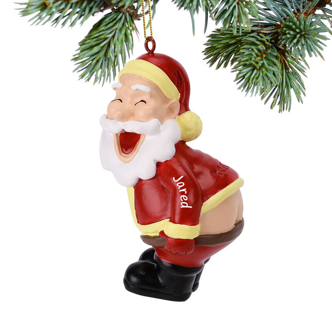 holiday personalized mooning santa christmas ornament – Christmas ornament, holiday tree decoration or gift