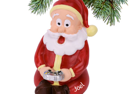 decorative personalized gamer santa christmas ornament – Christmas ornament, holiday tree decoration or gift