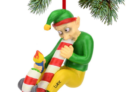 decorative personalized candy cane bong elf christmas ornament – Christmas ornament, holiday tree decoration or gift