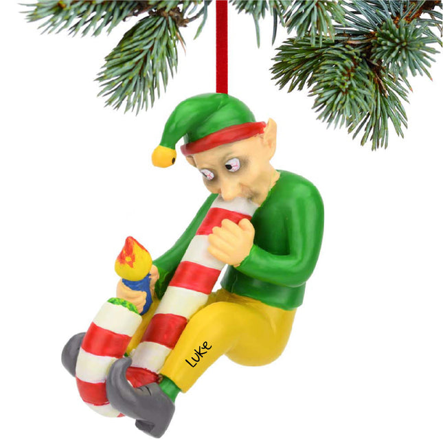 Candy Cane Bong Elf Ornament