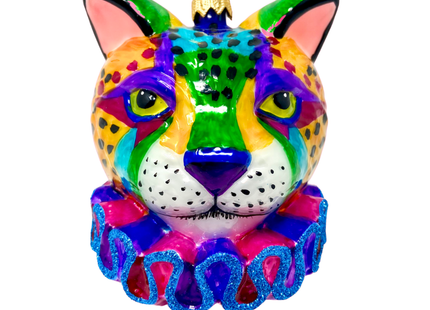 Technicolor Cheetah Glass Ornament