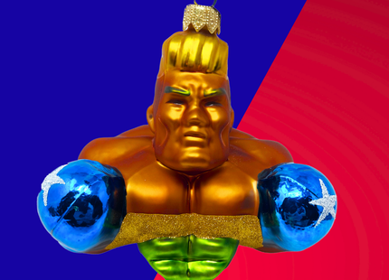 Knockout Boxer Glass Christmas Ornament (Tito)