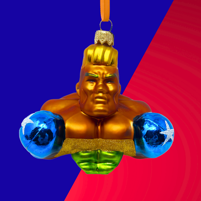Knockout Boxer Glass Christmas Ornament (Tito)