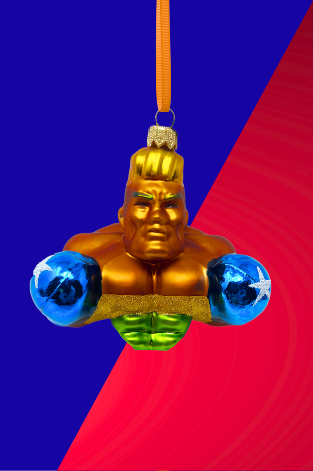 Knockout Boxer Glass Christmas Ornament (Tito)